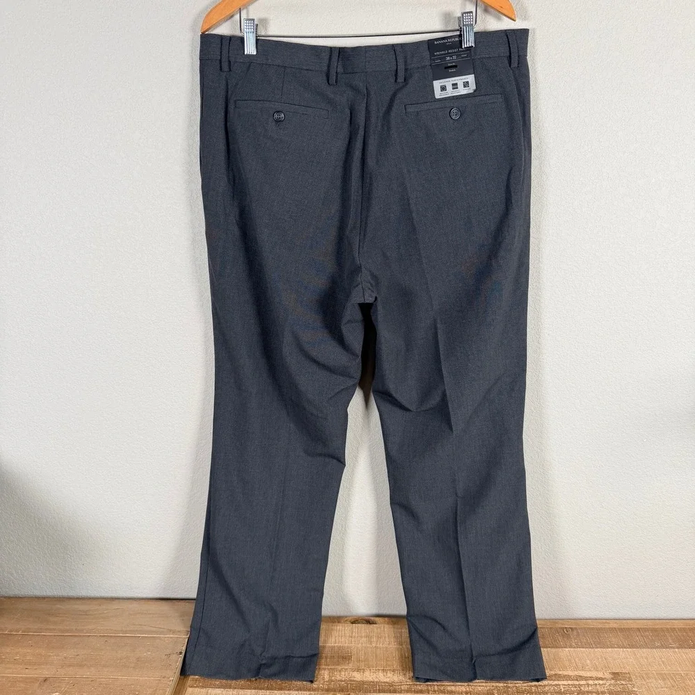 Banana Republic Dress Pants‎ Slim Fit Mens 38x32 Grey Wrinkle-Resist Stretch NWT